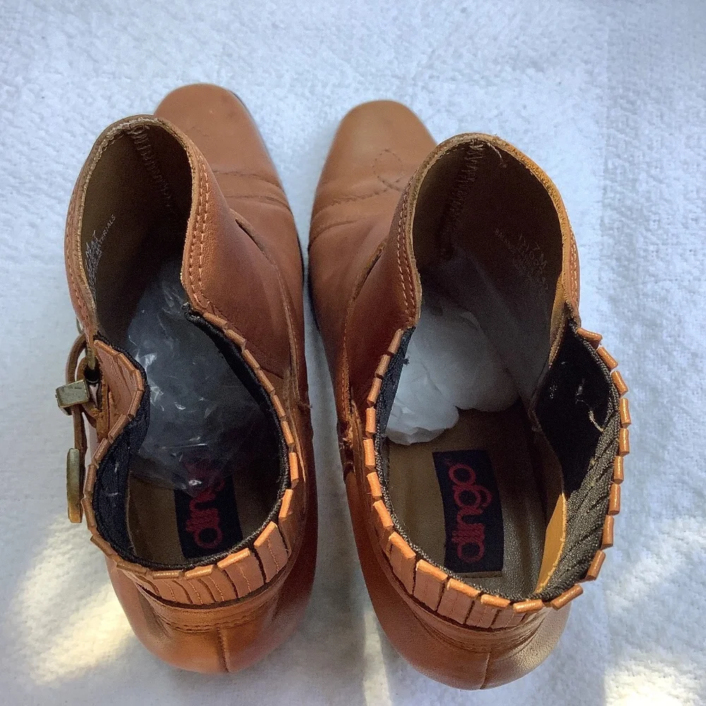 Dingo ankle‎ leather brown boot bootie cowgirl western